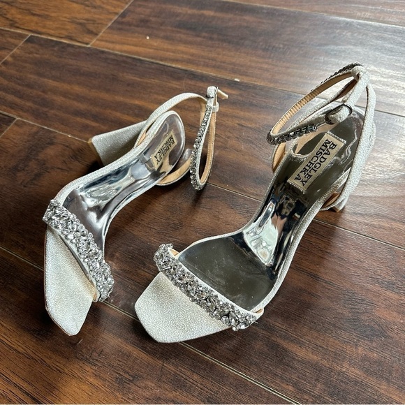 Badgley Mishka Tasmine Tall Evening Ankle Strap Rhinestone Sandals - Picture 2 of 6